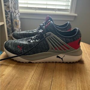 Puma Gray and Red Running Shoes